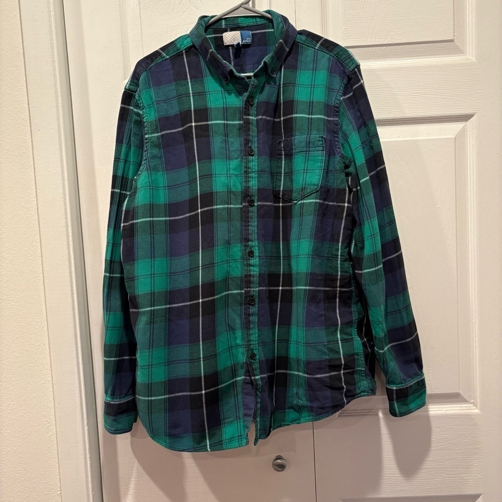 Green and Blue 14th & Union Button Up Flannel - Size XL
